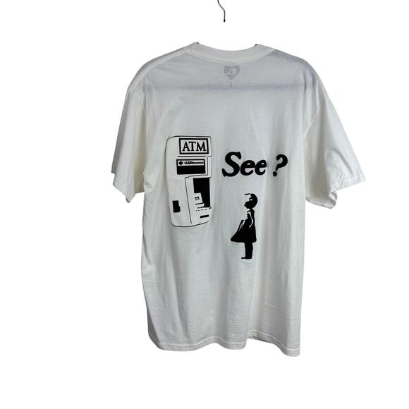 Red Letter "I'll be at the bank see" shirt Banksee Graphic Tee Men's L White - Picture 2 of 5